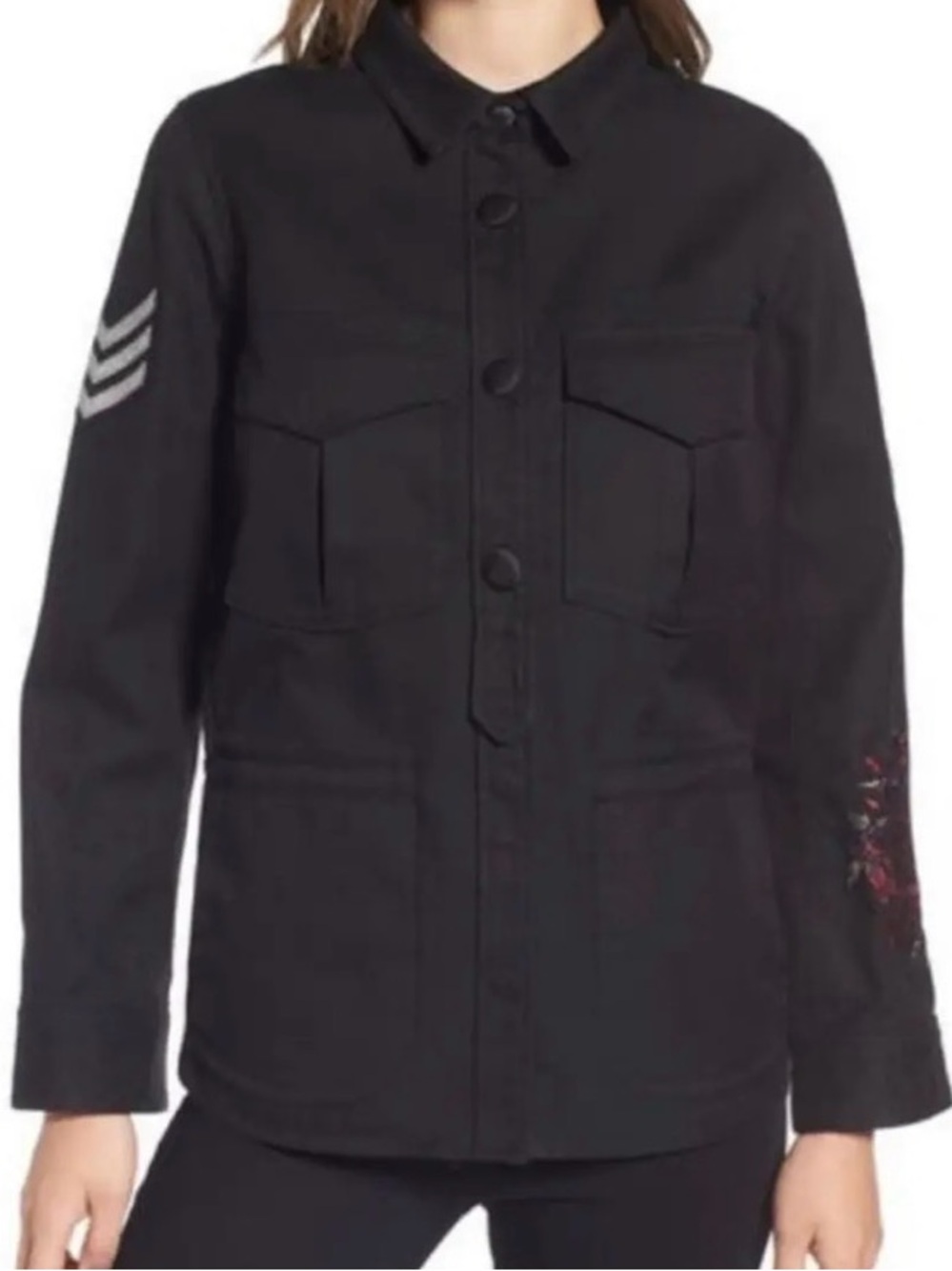 Zadig & Voltaire Black Tackl Embroidered Utility Jacket. Like new. L
